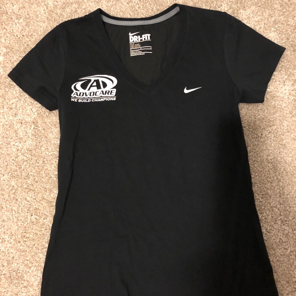 Nike Dry fit Black V-neck shirt with Advocare logo